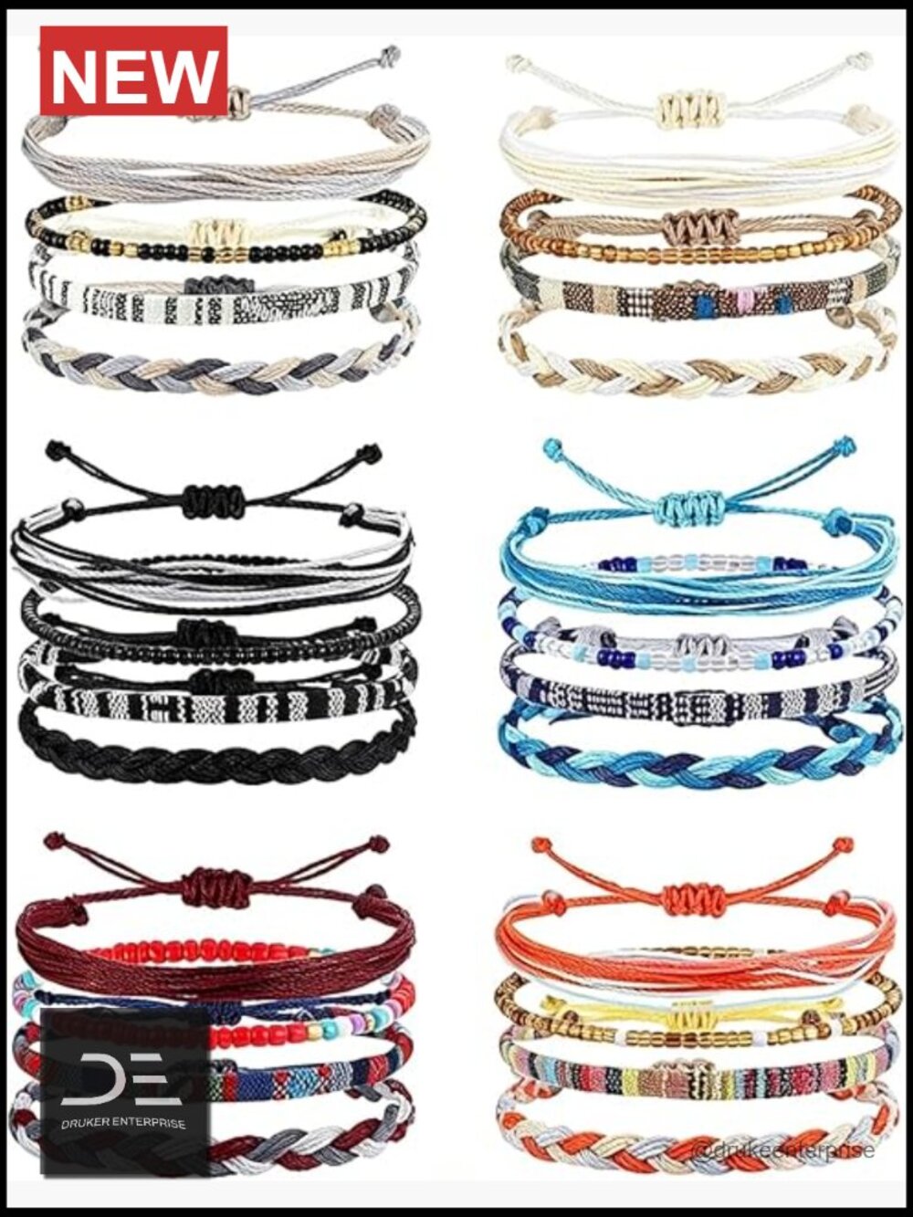 24 Pcs Boho Bracelets Handmade Surfer Beaded Anklets Waterproof